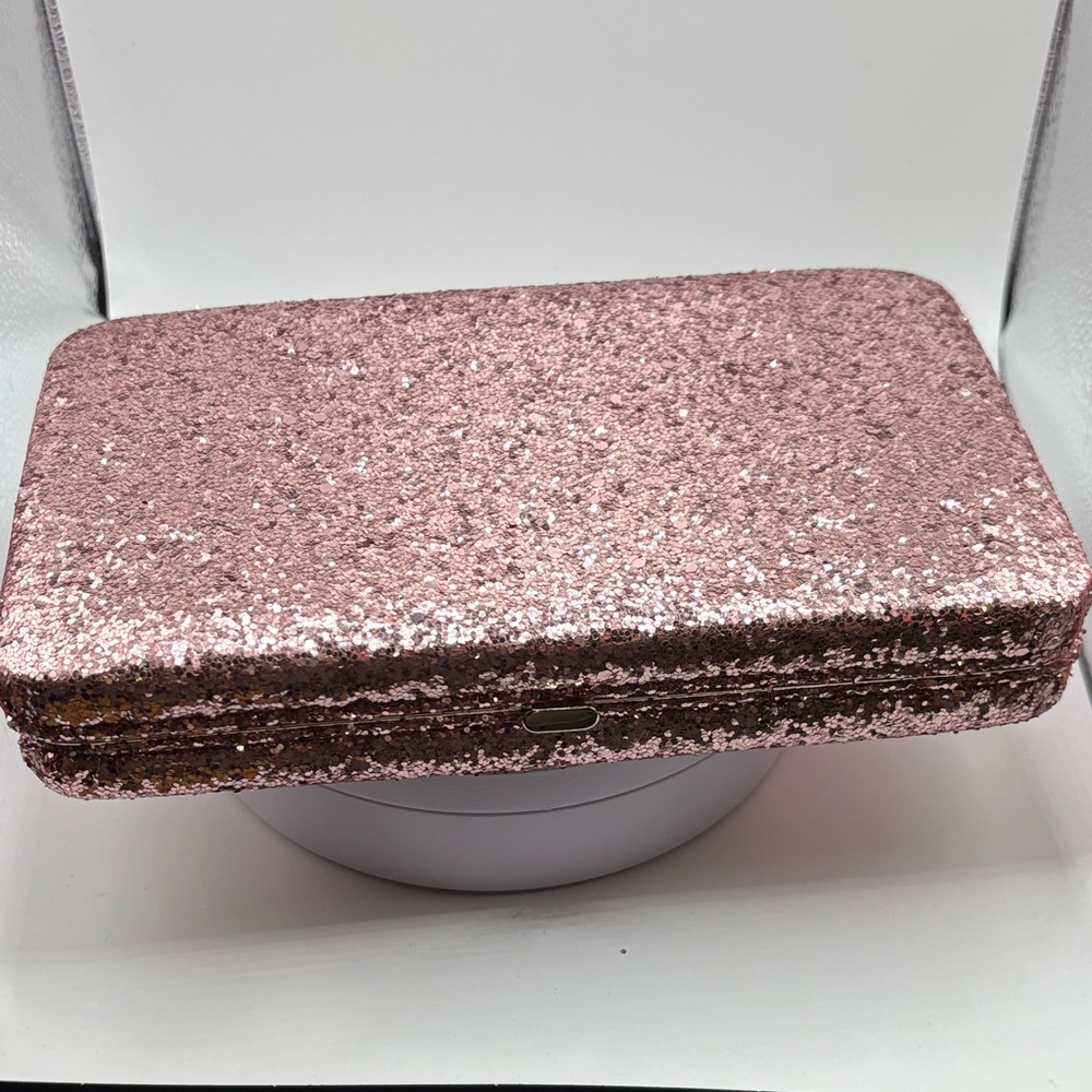 The Limited Rose Gold Glitter Box Clutch Evening Bag EUC - Picture 8 of 11